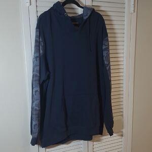 Men's Navy Blue Hoodie with Camouflage Sleeves
